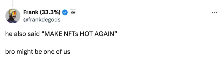 特朗普要「让 NFT 再次伟大」,加密货币正成为美国大选重要议题插图2 特朗普要「让 NFT 再次伟大」,加密货币正成为美国大选重要议题