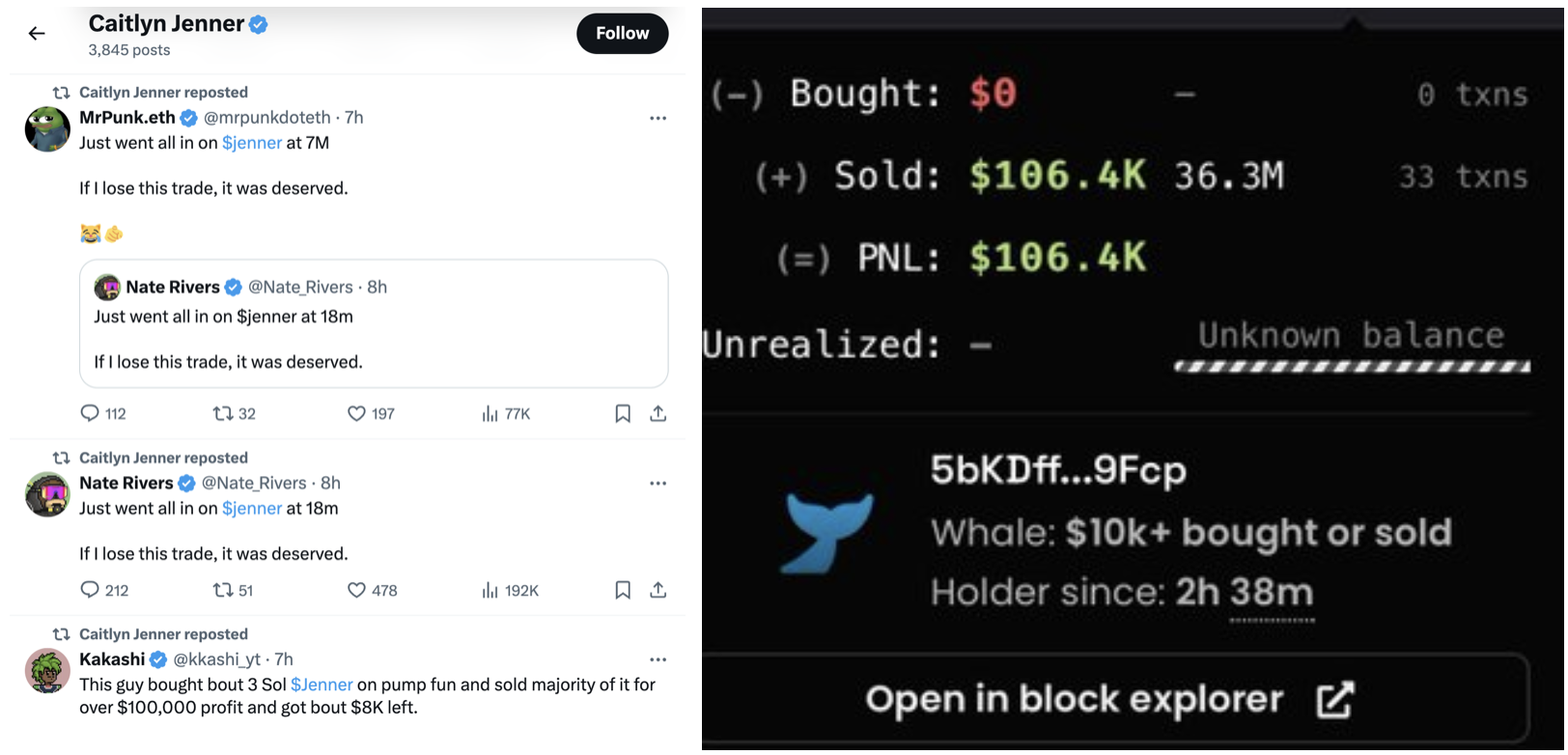 8 小时 160 倍,卡戴珊的变性继父发币了?插图5 8 小时 160 倍,卡戴珊的变性继父发币了?