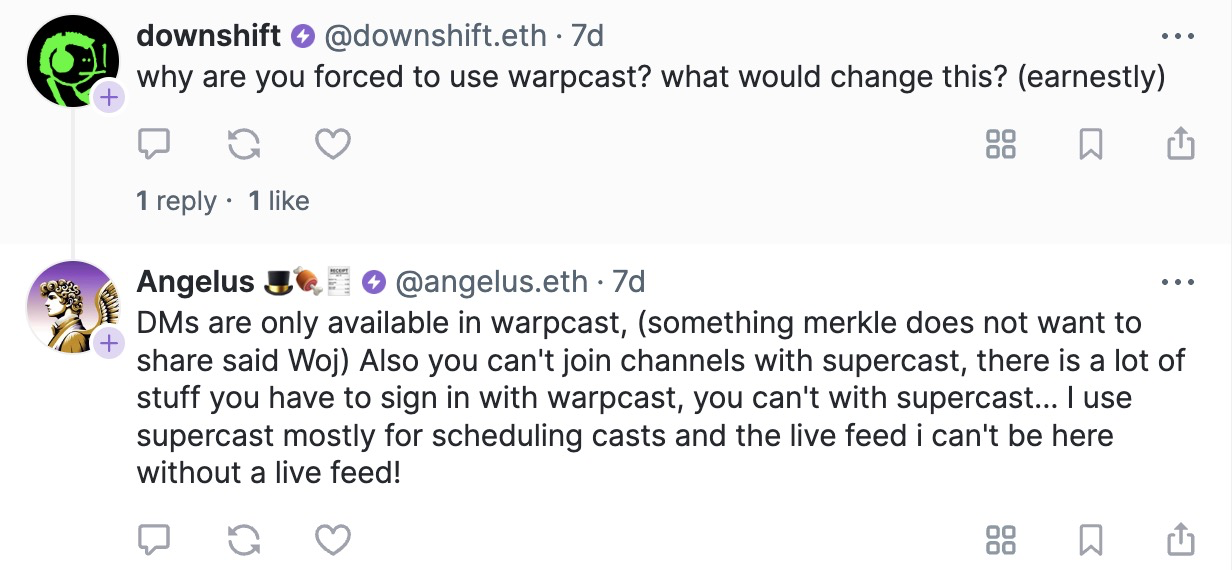 Warpcast独占优势渐显,Farcaster上还有机会吗?插图6 Warpcast独占优势渐显,Farcaster上还有机会吗?