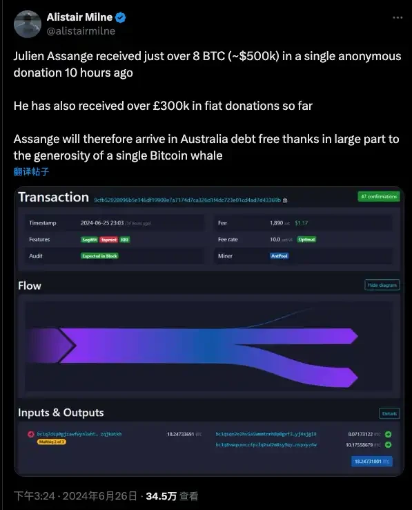 匿名比特币捐赠,谁在为阿桑奇的自由之路买单?插图2 匿名比特币捐赠,谁在为阿桑奇的自由之路买单?