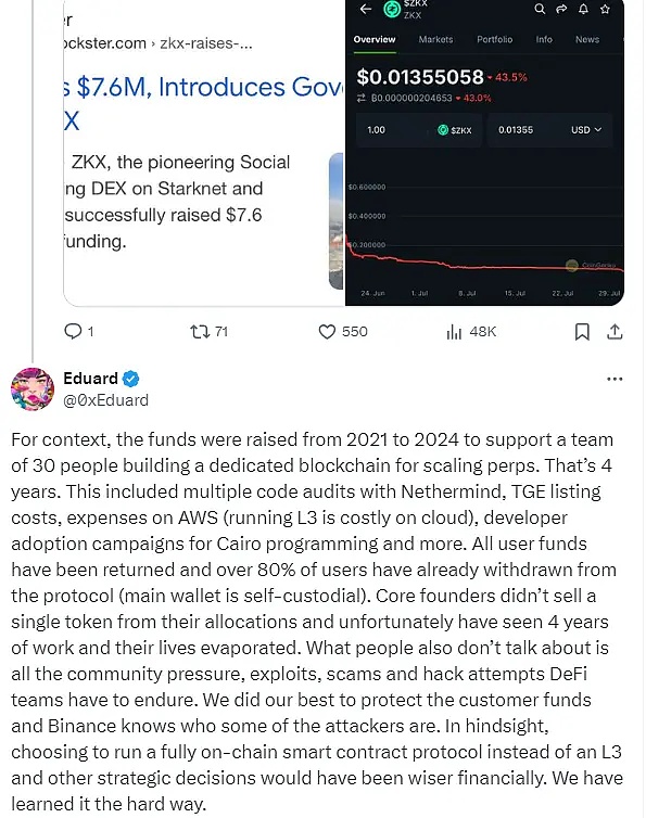 ZKX 关停风波:760 万美元融资暗藏“文字游戏” 代币 TGE 实际流通量超出官方文档插图1 ZKX 关停风波:760 万美元融资暗藏“文字游戏” 代币 TGE 实际流通量超出官方文档