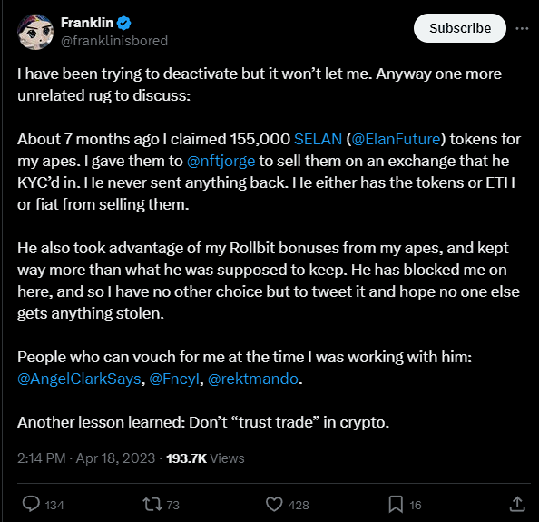 NFT巨鲸交易兴衰史:从获利1500多万美元到失去一切插图11 NFT巨鲸交易兴衰史:从获利1500多万美元到失去一切